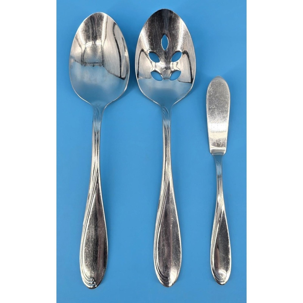 Oneida Camber‎ Cresta Windswept Scroll Serving Spoons and Butter Knife Stainless